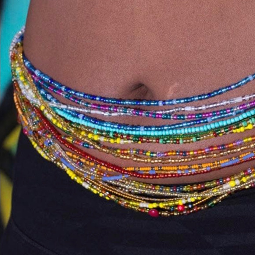 3 strands of 36” long stretchy African waist beads